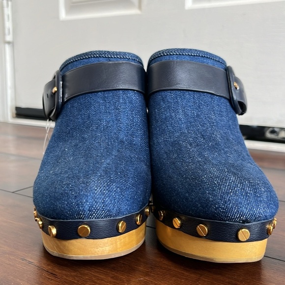 VERONICA BEARD Dacey Blue Denim Buckle Clogs size 7 New - Picture 4 of 12